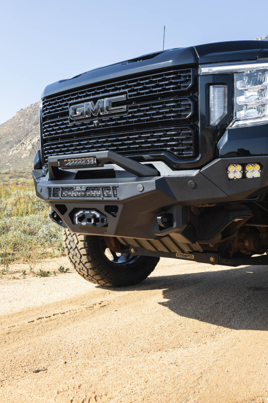 GMC Sierra 3500 Front Bumper - DV8 Offroad - Spec Series - Micro-texture black powder coat with satin black accents - `20-`23